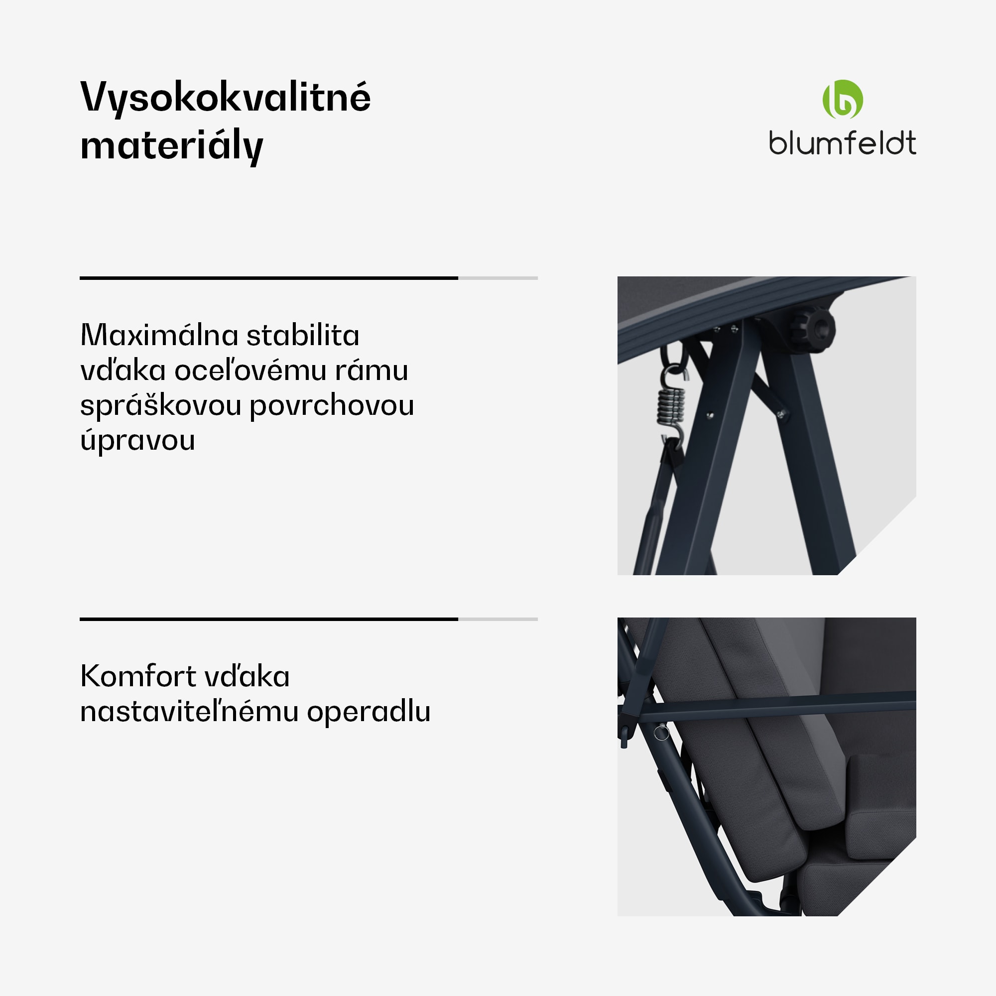 Blumfeldt LuxeLounge, hollywoodska hojdačka, 3-miestna, individuálne nastaviteľná, oceľ s práškovou povrchovou úpravou, odolná voči poveternostným vplyvom – Obrázok 4