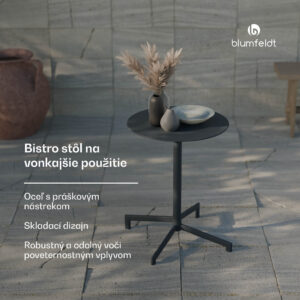 Blumfeldt UrbanEdge bistro stôl, barový stôl, 60 cm, skladací, prášková farba, odolný voči poveternostným vplyvom