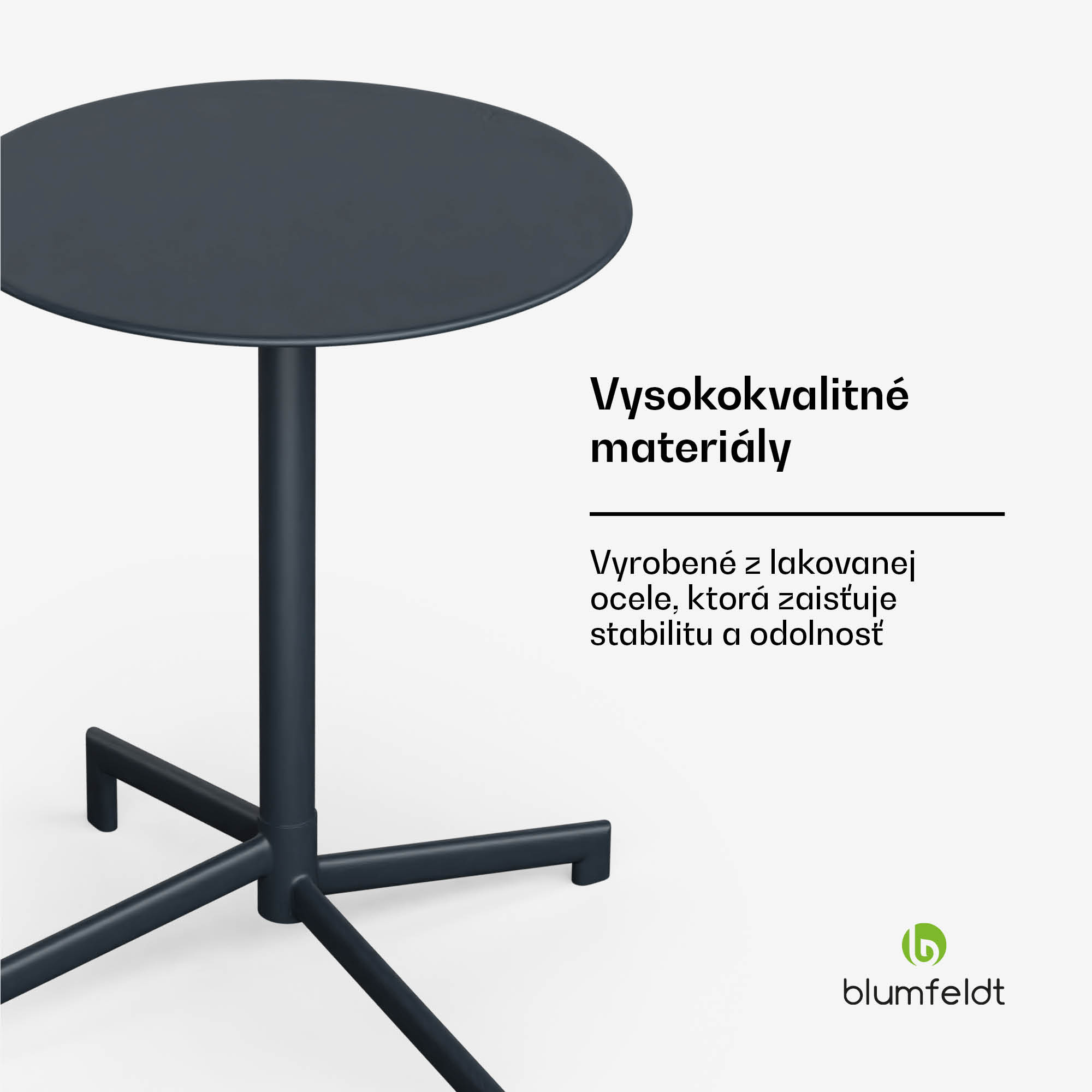 Blumfeldt UrbanEdge bistro stôl, barový stôl, 60 cm, skladací, prášková farba, odolný voči poveternostným vplyvom – Obrázok 2