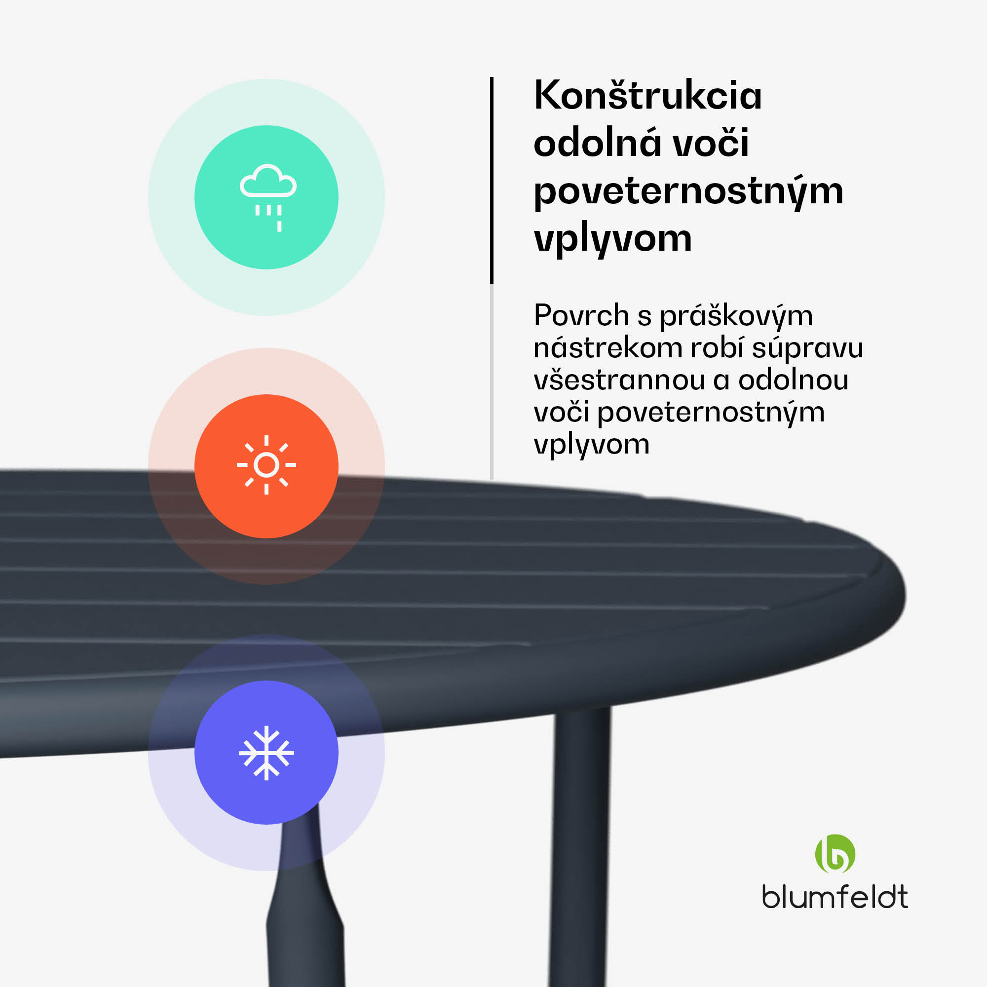 Blumfeldt RetroChic záhradný set, 1 stôl + 2 stoličky, 60 cm, skladacie, potiahnutý, odolný voči poveternostným vplyvom – Obrázok 4