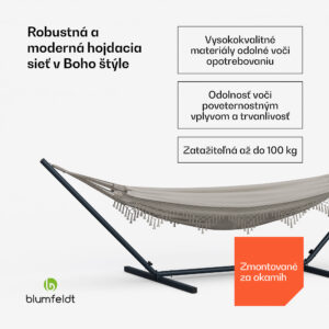 Blumfeldt SwayStation Boho hojdacia sieť, 400 x 116 cm, odolná proti poveternostným vplyvom, odolná proti hrdzi