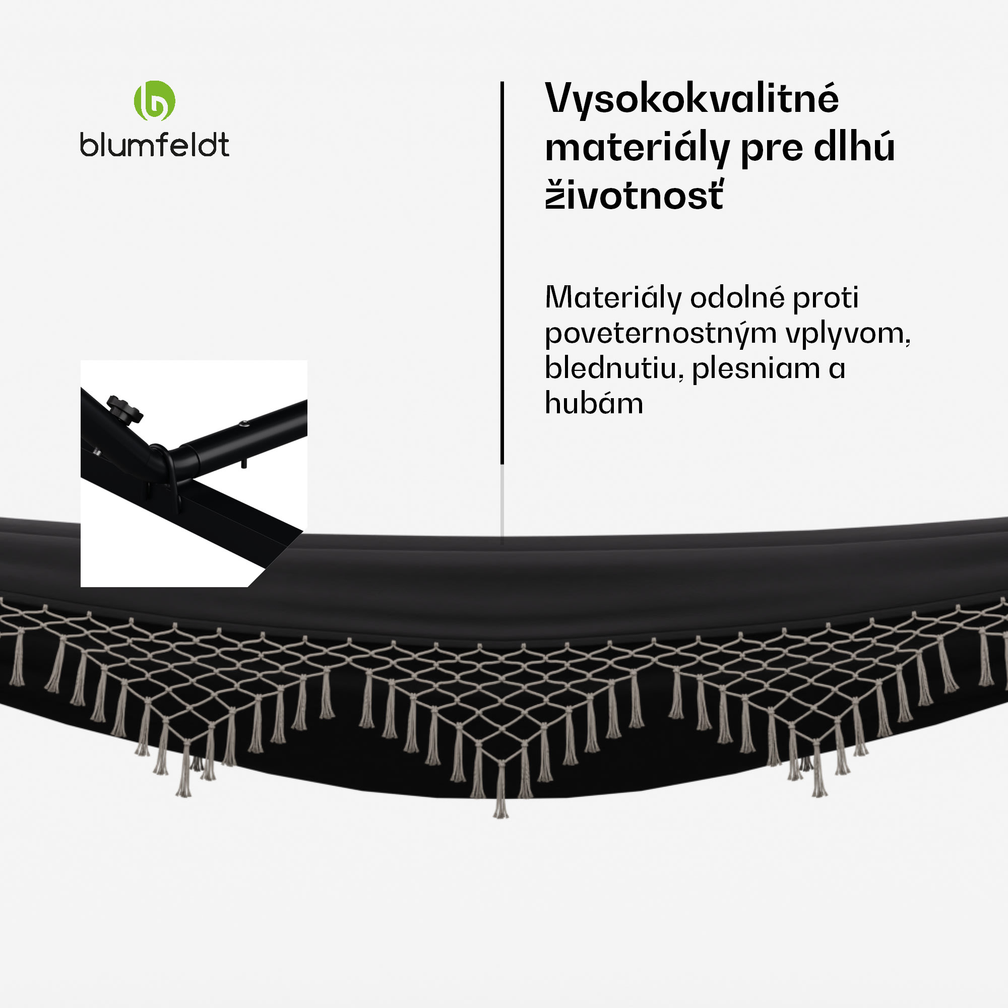 Blumfeldt SwayStation Boho hojdacia sieť, 400 x 116 cm, odolná proti poveternostným vplyvom, odolná proti hrdzi – Obrázok 2