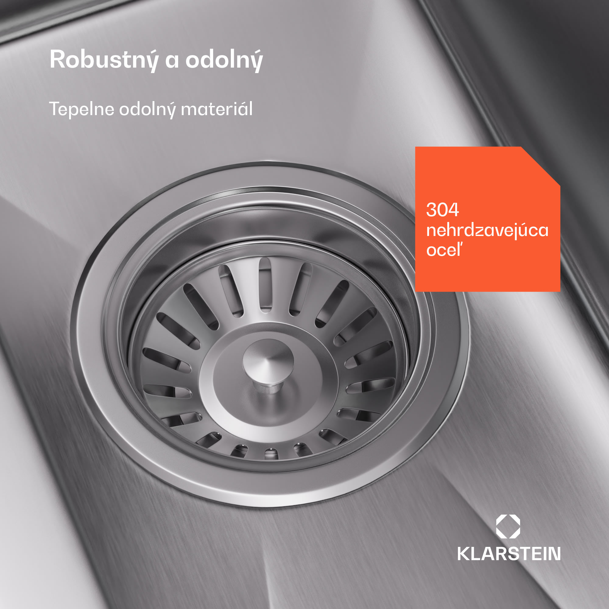 Klarstein TitanSteel Kuchynský drez 45 x 23 cm (DxŠ) s povrchom odolný voči hrdzi, poškriabaniu a teplu – Obrázok 3