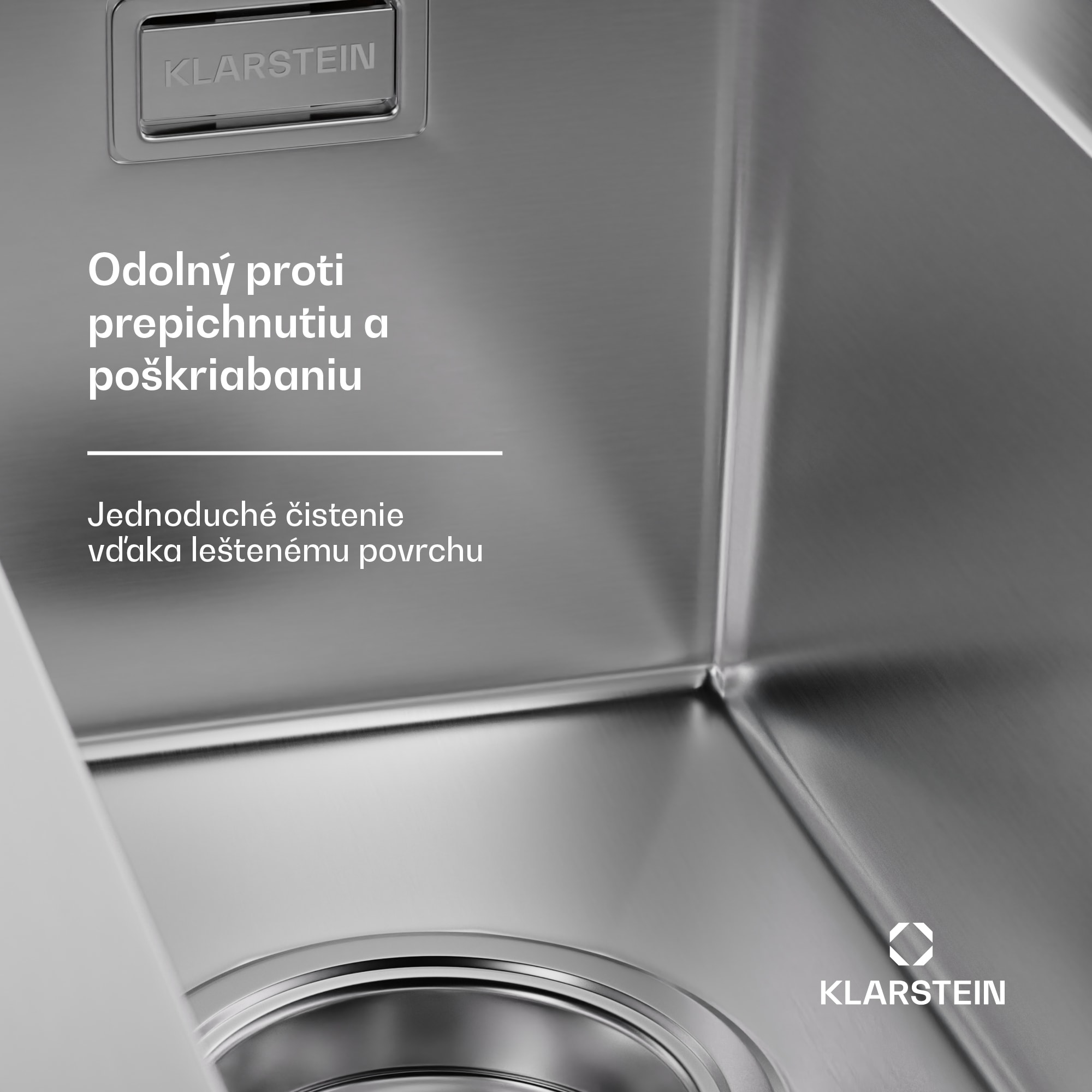 Klarstein TitanSteel Kuchynský drez 45 x 23 cm (DxŠ) s povrchom odolný voči hrdzi, poškriabaniu a teplu – Obrázok 5