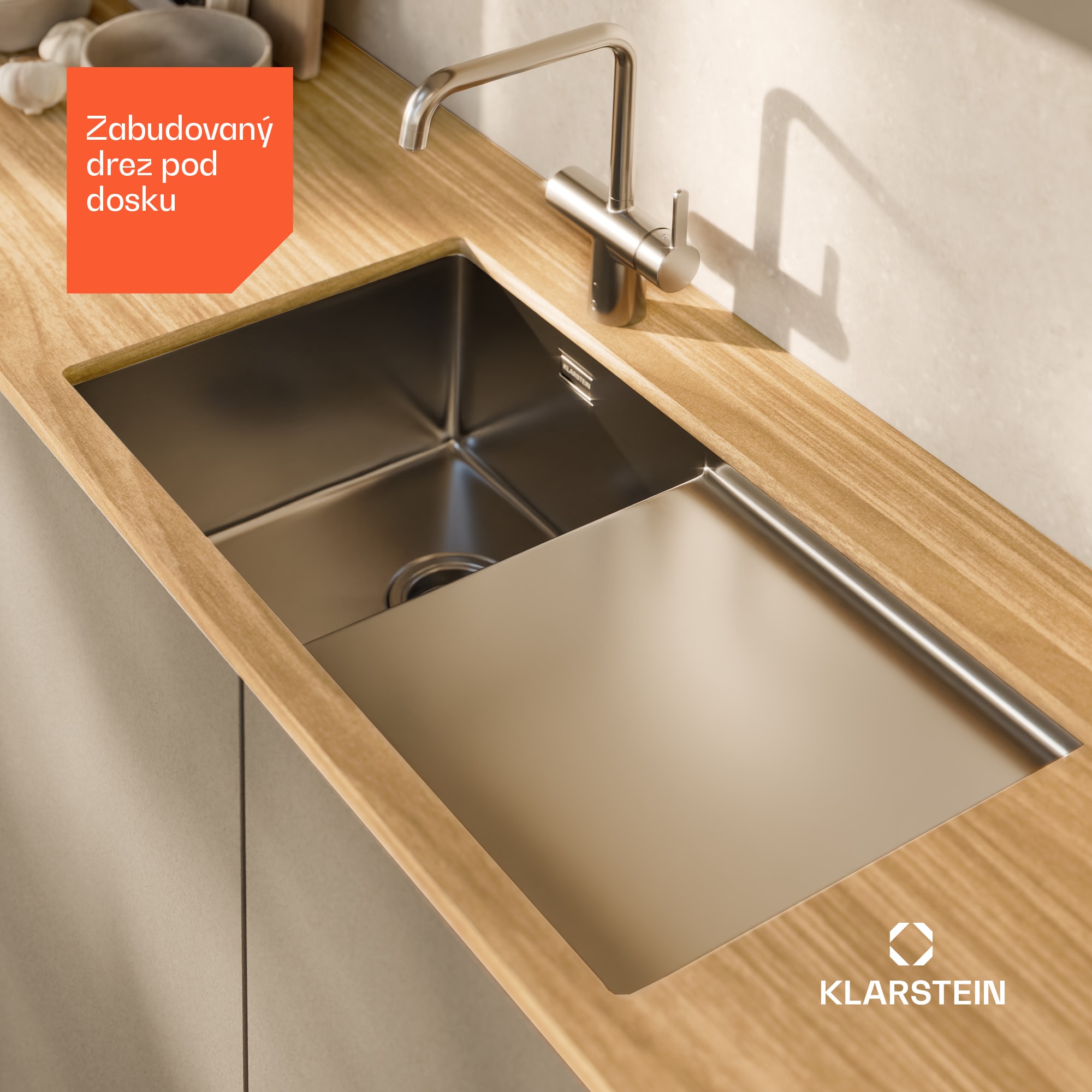 Klarstein TitanSteel kuchynský drez s odkvapkávačom, 79 x 44 cm, nehrdzavejúca oceľ, odolný voči poškriabaniu, odolný voči teplu – Obrázok 2