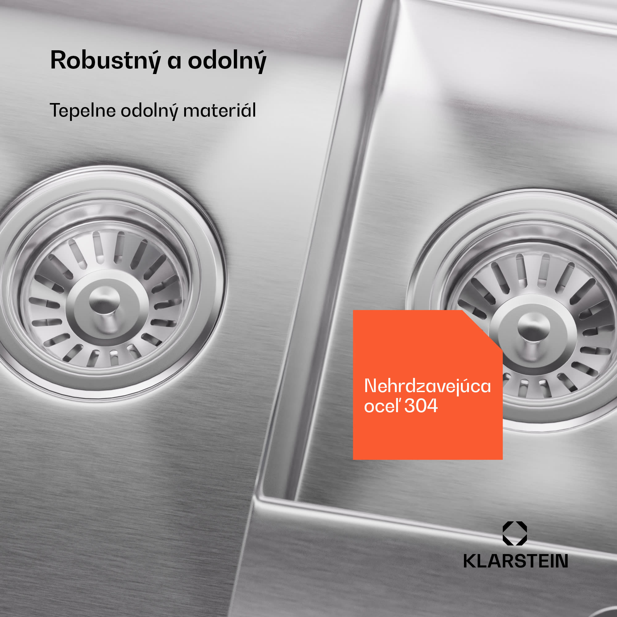 Klarstein TitanSteel kuchynský drez, 61 x 50 cm, 2 umývadlá, nehrdzavejúca oceľ, žiaruvzdorný – Obrázok 3