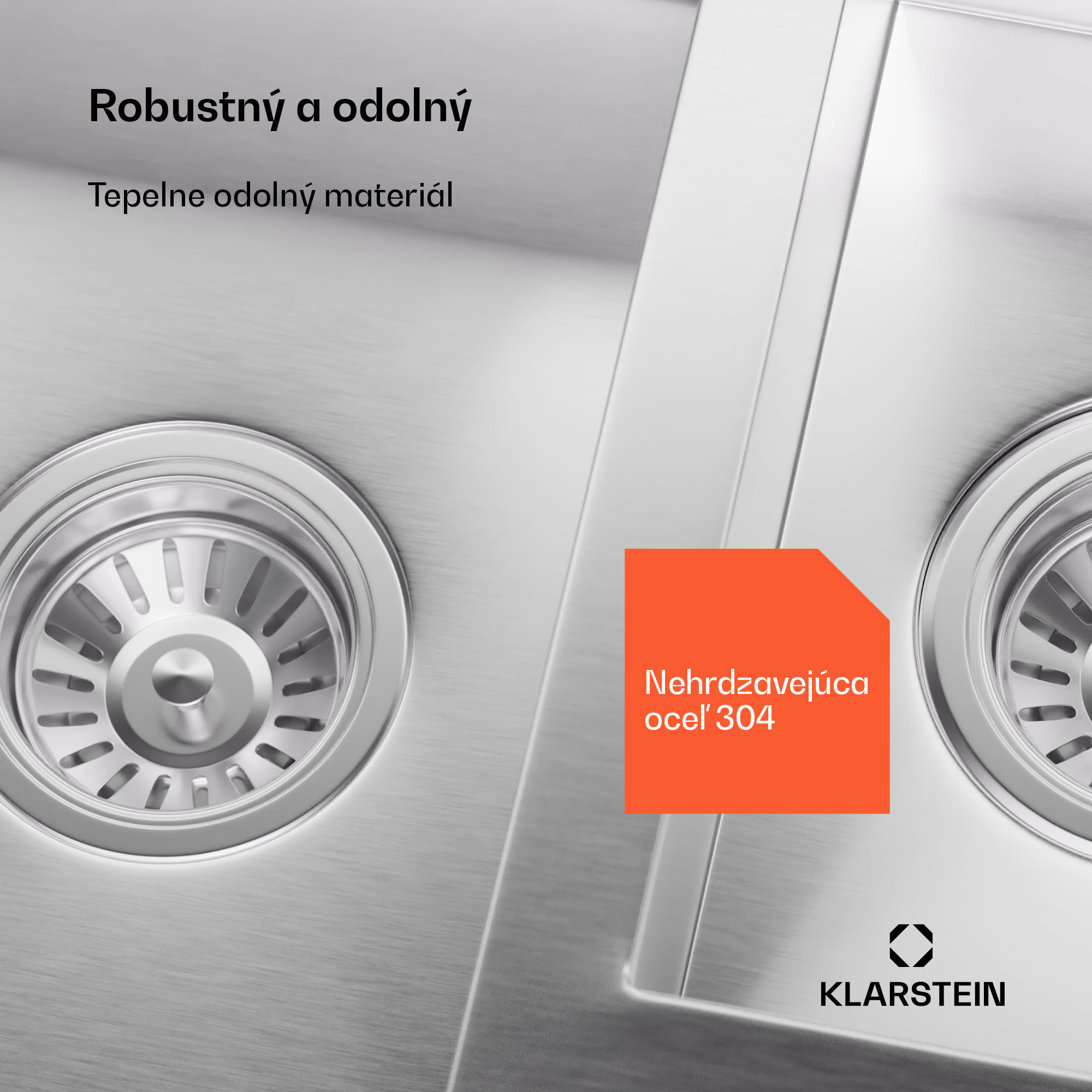 Klarstein TitanSteel kuchynský drez s odkvapkávačom, 100 x 45 cm, 2 umývadlá, nehrdzavejúca oceľ, odolný voči teplu – Obrázok 3