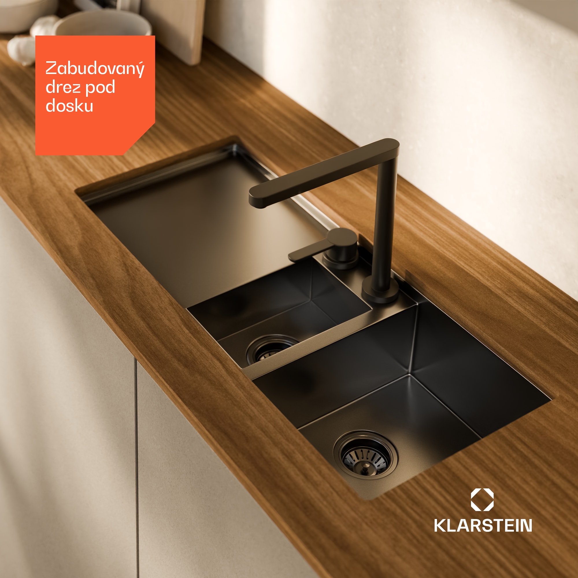 Klarstein TitanSteel kuchynský drez s odkvapkávačom, 100 x 45 cm, 2 umývadlá, nehrdzavejúca oceľ, odolný voči teplu – Obrázok 2