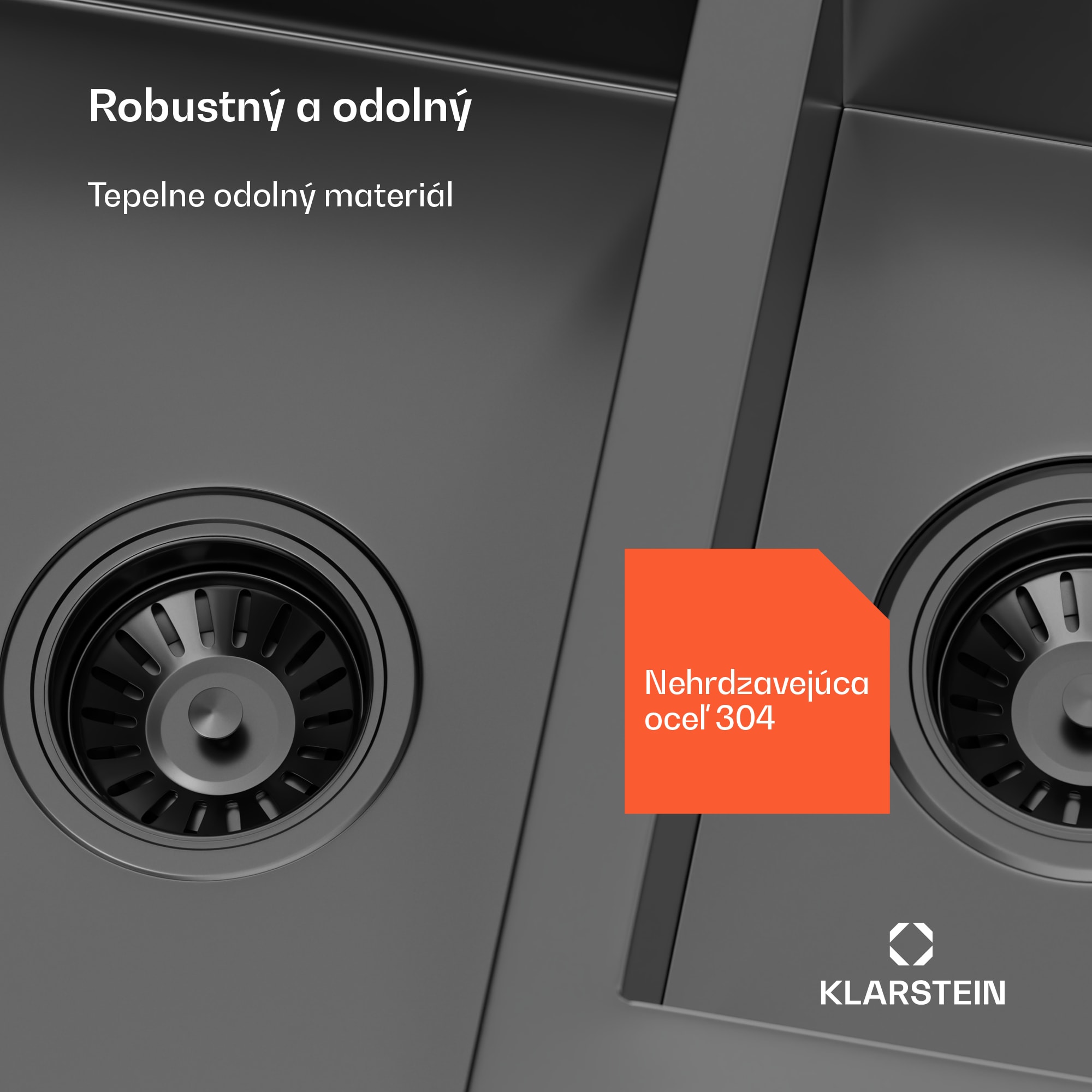 Klarstein TitanSteel kuchynský drez s odkvapkávačom, 100 x 45 cm, 2 umývadlá, nehrdzavejúca oceľ, odolný voči teplu – Obrázok 3