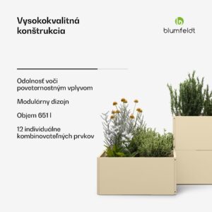 Blumfeldt Versagrow vyvýšený záhon s 12 modulmi, individuálny tvar, hrúbka 1 mm, nehrdzavejúca oceľ