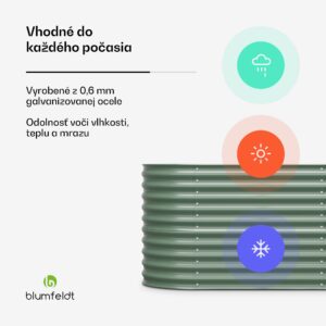 Blumfeldt High Grow, vyvýšený záhon, 160 x 80 x 80 cm, z vlnitého oceľového plechu, jednoduchá montáž, odolný voči hrdzi a mrazu