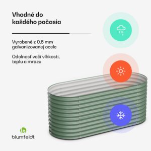 Blumfeldt High Grow, vyvýšený záhon, 200 x 80 x 100 cm, z vlnitého oceľového plechu, jednoduchá montáž, odolný voči hrdzi a mrazu