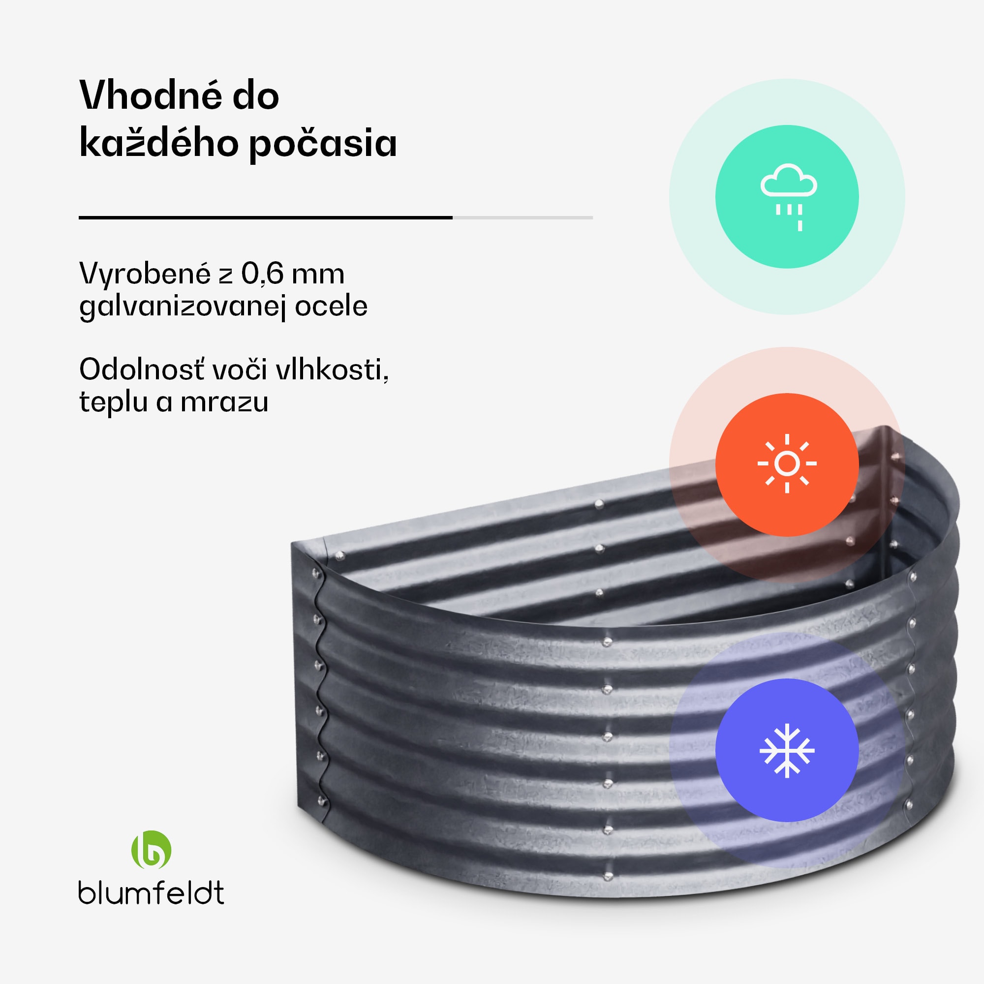 Blumfeldt High Grow Half Circle, polkruhový vyvýšený záhon, 105x43x60 cm, z vlnitého oceľového plechu, jednoduchá montáž, odolný voči hrdzi a mrazu