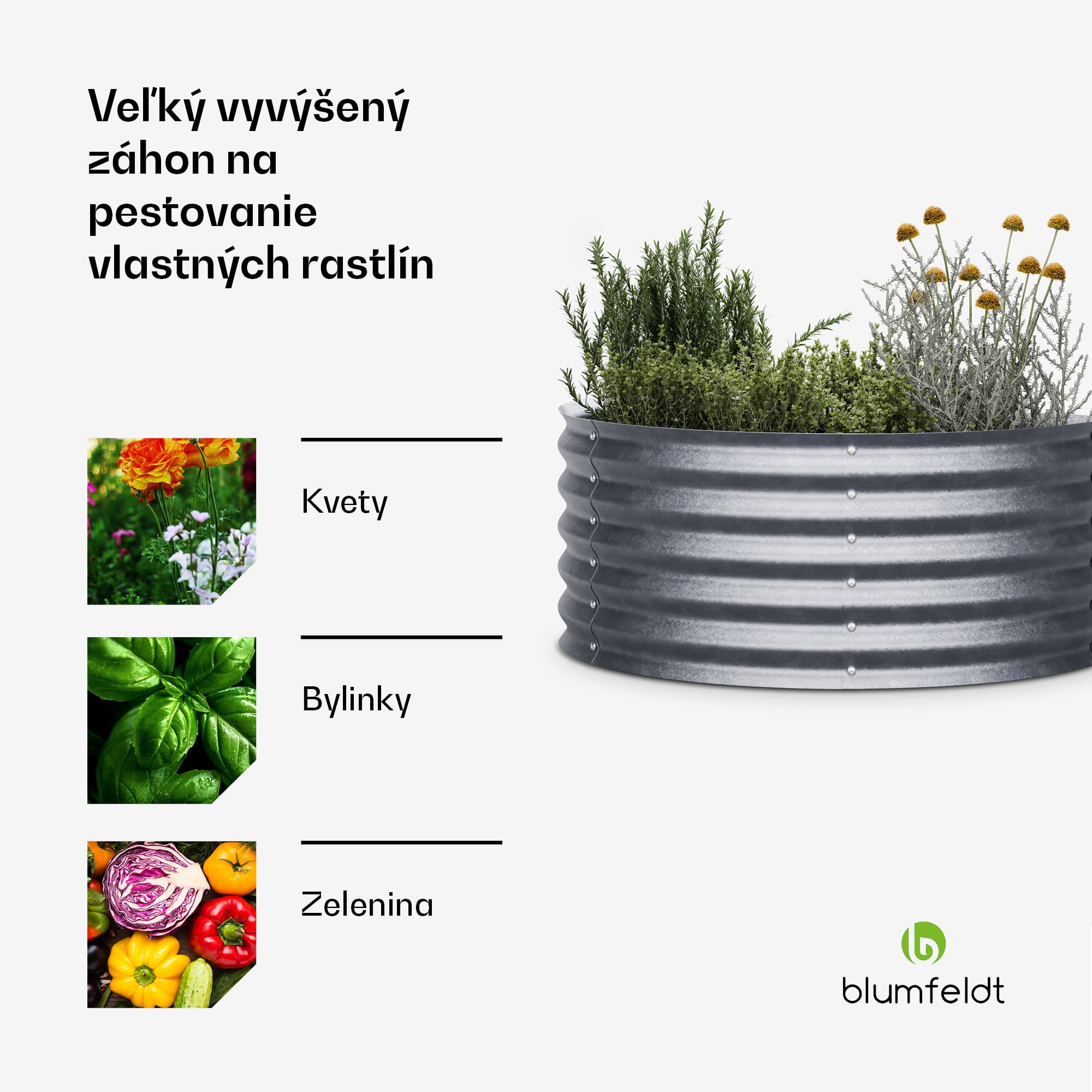 Blumfeldt High Grow Half Circle, polkruhový vyvýšený záhon, 105x43x60 cm, z vlnitého oceľového plechu, jednoduchá montáž, odolný voči hrdzi a mrazu – Obrázok 3