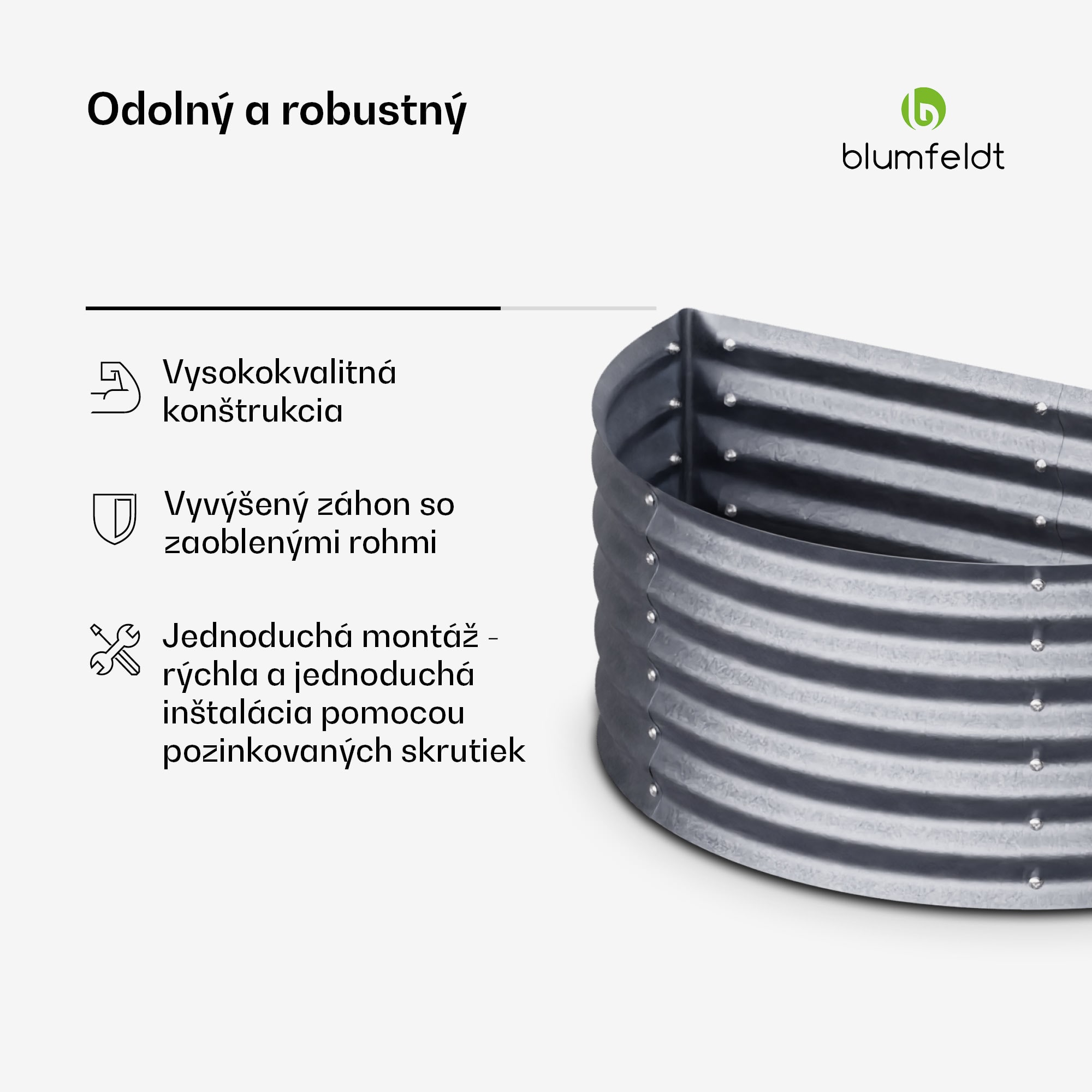 Blumfeldt High Grow Half Circle, polkruhový vyvýšený záhon, 105x43x60 cm, z vlnitého oceľového plechu, jednoduchá montáž, odolný voči hrdzi a mrazu – Obrázok 5
