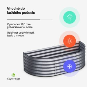 Blumfeldt High Grow Extended, vzvýšený záhon, 150x43x60 cm, z vlnitého oceľového plechu, jednoduchá montáž, odolný voči hrdzi a mrazu