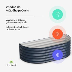 Blumfeldt High Grow Extended, vyvýšený záhon, 150x43x60 cm, z vlnitého oceľového plechu, jednoduchá montáž, odolný voči hrdzi a mrazu