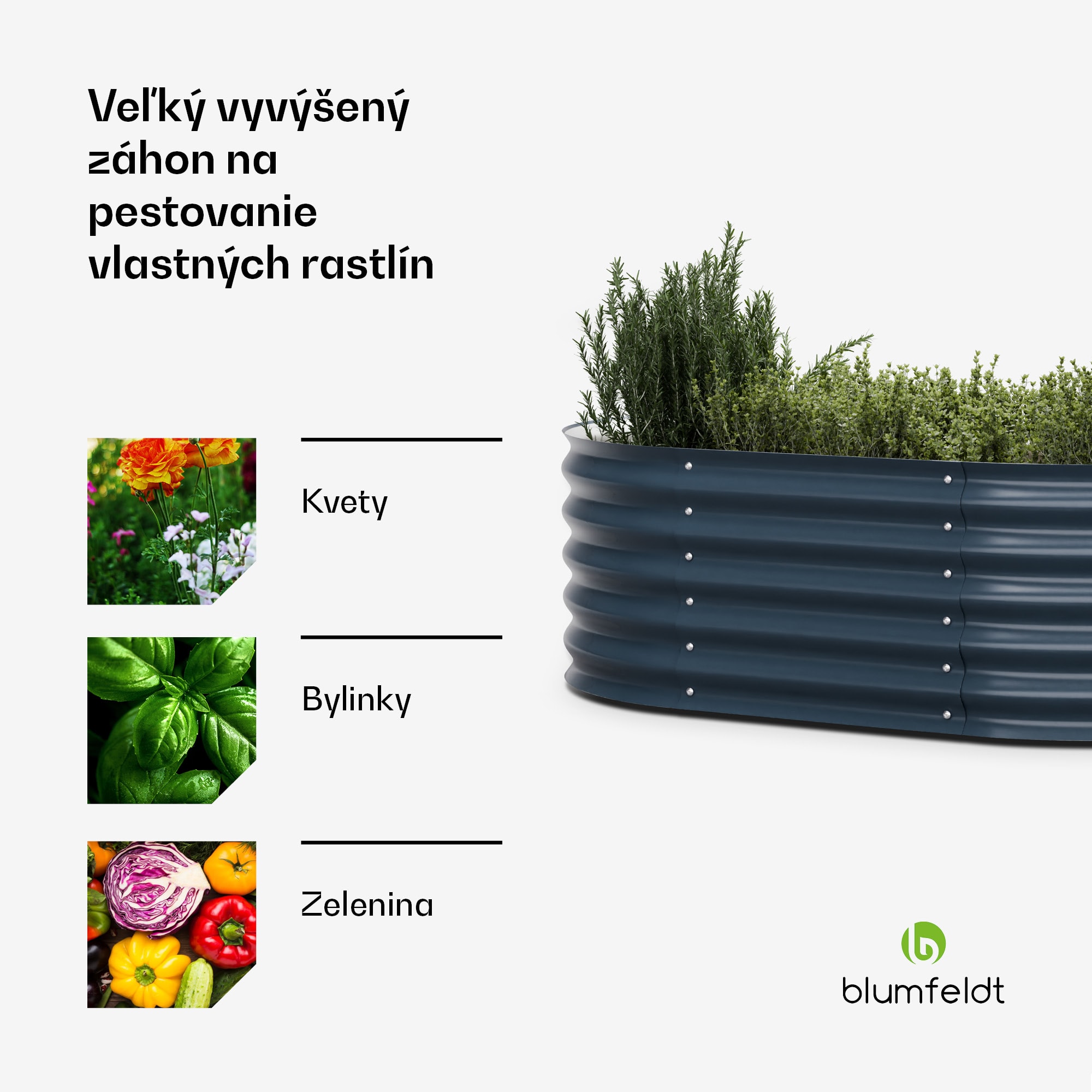 Blumfeldt High Grow Extended, vyvýšený záhon, 150x43x60 cm, z vlnitého oceľového plechu, jednoduchá montáž, odolný voči hrdzi a mrazu – Obrázok 3