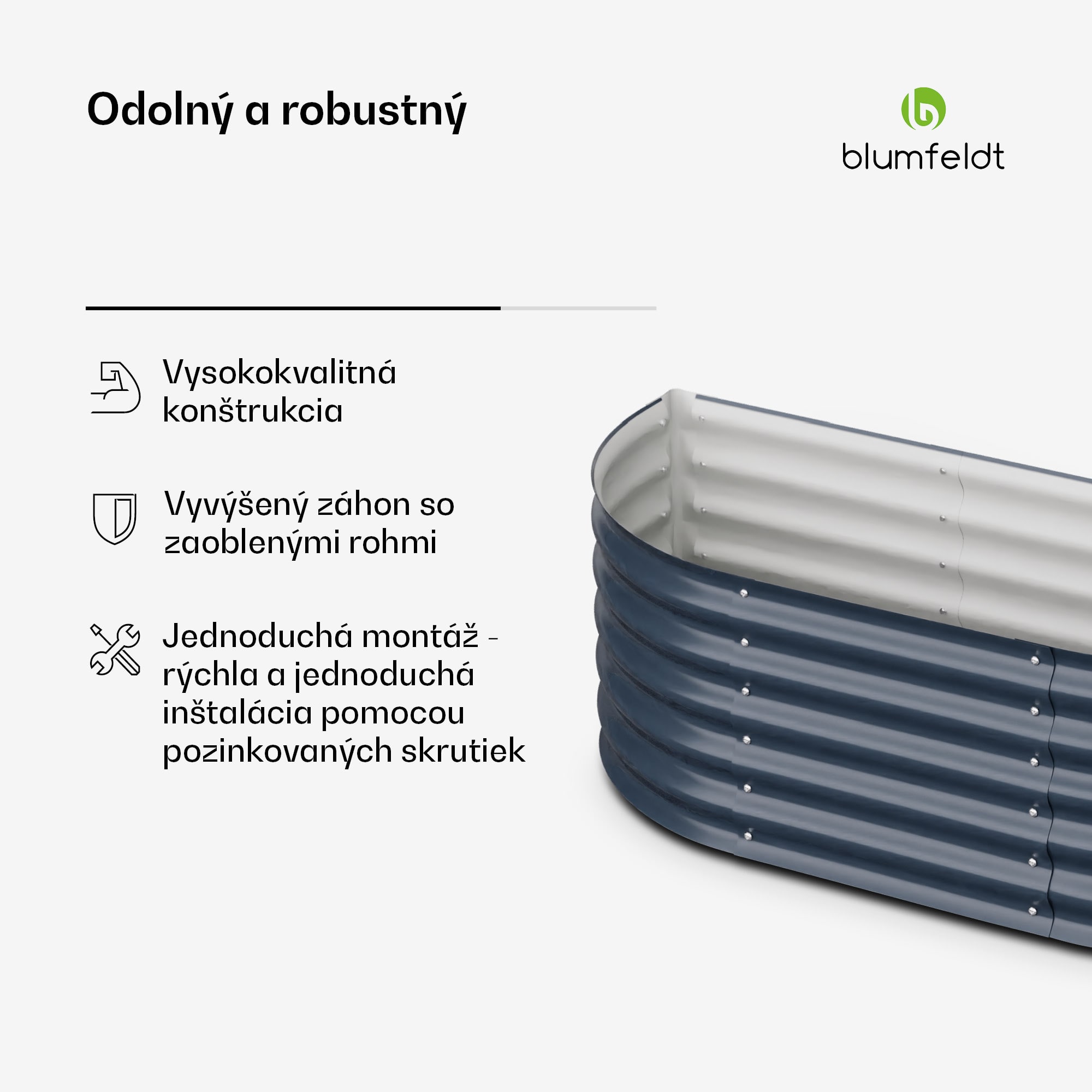 Blumfeldt High Grow Extended, vyvýšený záhon, 150x43x60 cm, z vlnitého oceľového plechu, jednoduchá montáž, odolný voči hrdzi a mrazu – Obrázok 5
