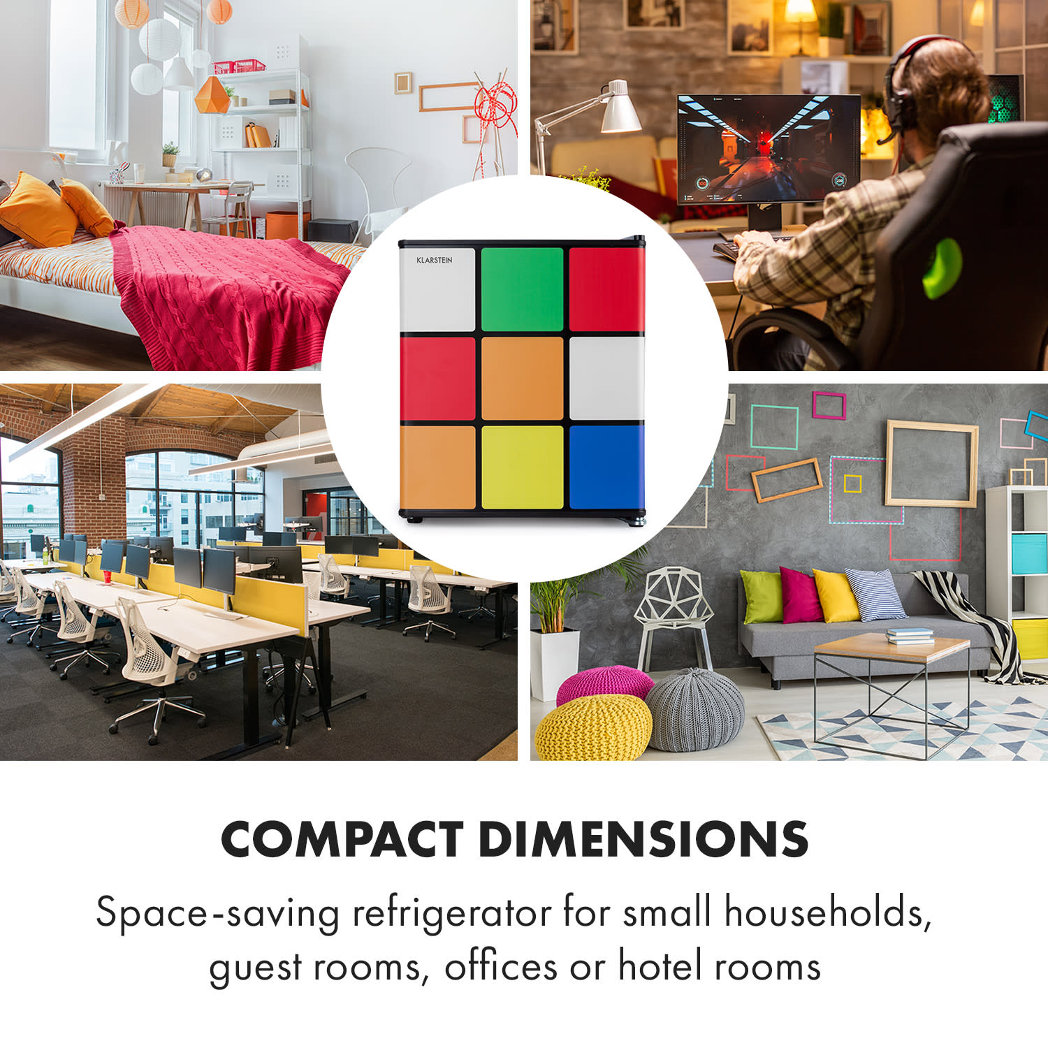 Klarstein Solve, chladnička, mini bar, 48 l, dizajn magickej kocky – Obrázok 3