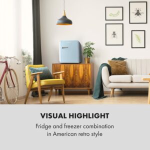 Klarstein Audrey, mini chladnička, energet. trieda E, mraziaci priečinok, LED