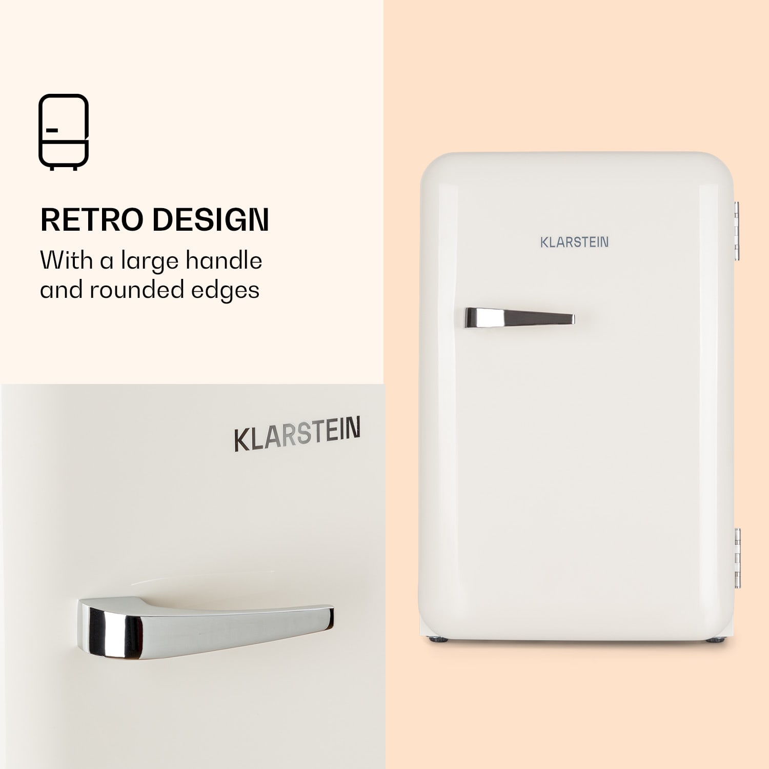 Klarstein Audrey, retro chladnička, 70 l, 3 police, 2 priehradky vo dverách, vnútorné osvetlenie – Obrázok 2