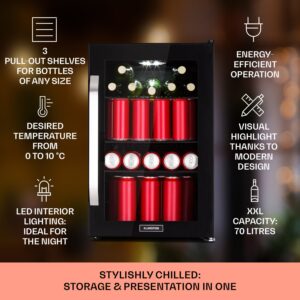 Klarstein Beersafe 70 Craft Beer Edition, chladnička, 70 litrov, sklenené dvere, nehrdzavejúca oceľ