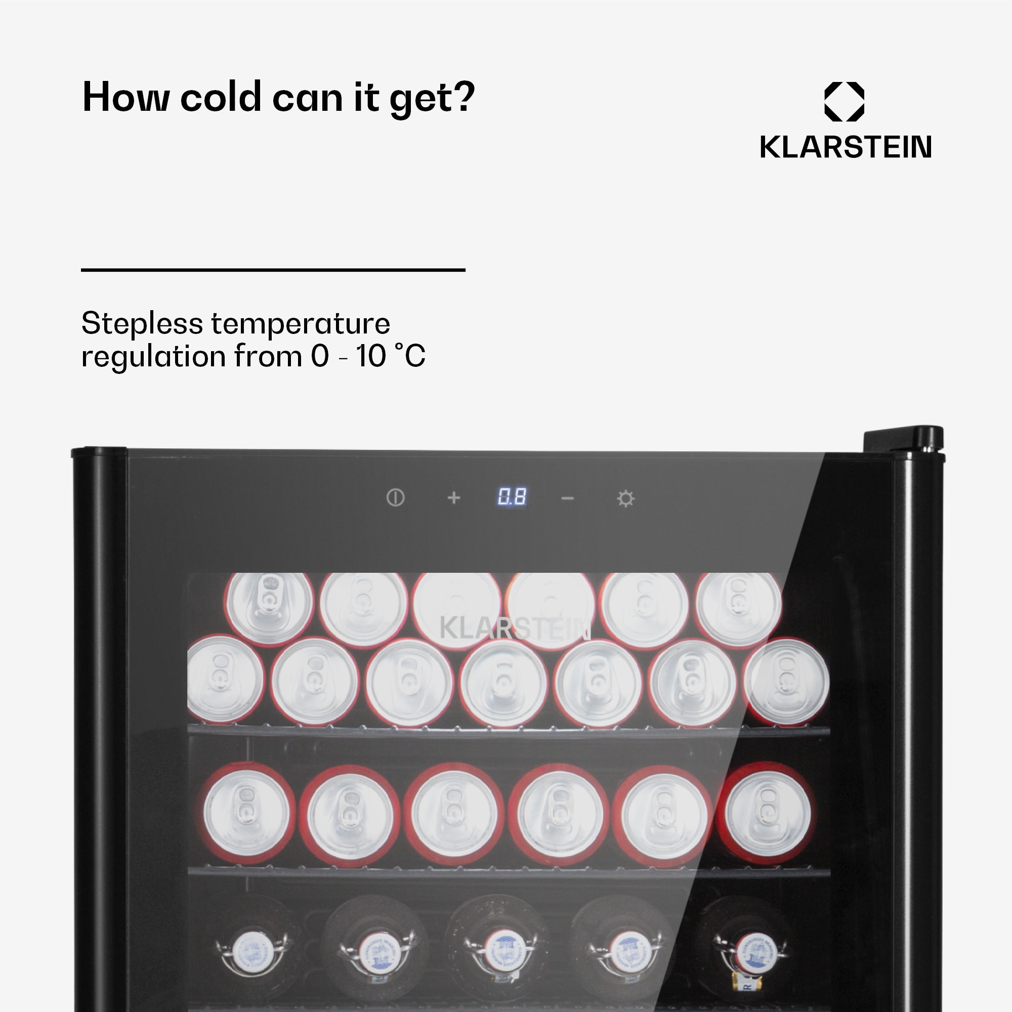 Klarstein Beercave 115, chladnička, 115 l, 4 police, trojito izolované sklenené dvere, dotyková – Obrázok 2