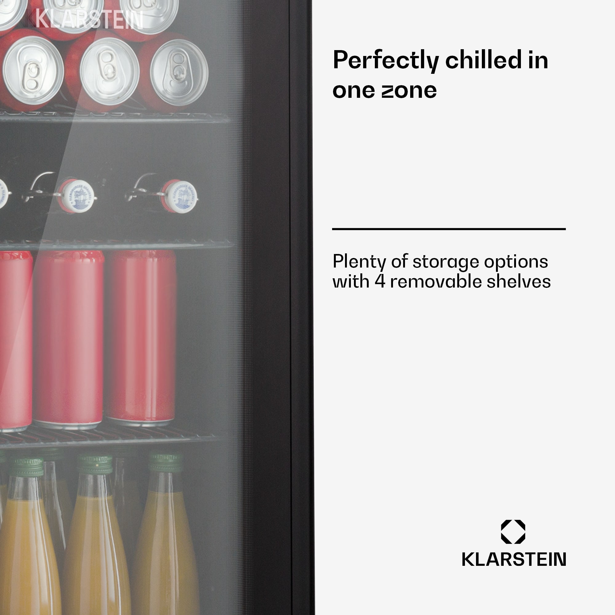 Klarstein Beercave 115, chladnička, 115 l, 4 police, trojito izolované sklenené dvere, dotyková – Obrázok 3
