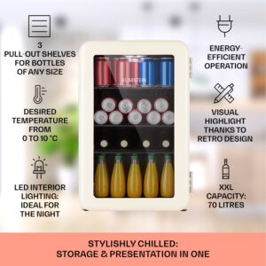 Klarstein PopLife 70, chladnička na nápoje, 70 l, 0-10°C, retro dizajn, LED