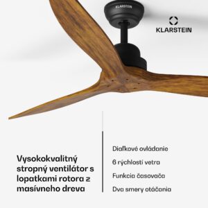 Klarstein Santa Elena 52", Ø 132 cm stropný ventilátor, 9 060 m³/h, lopatky z pravého dreva, 6 nastavení rýchlosti, diaľkové ovládanie