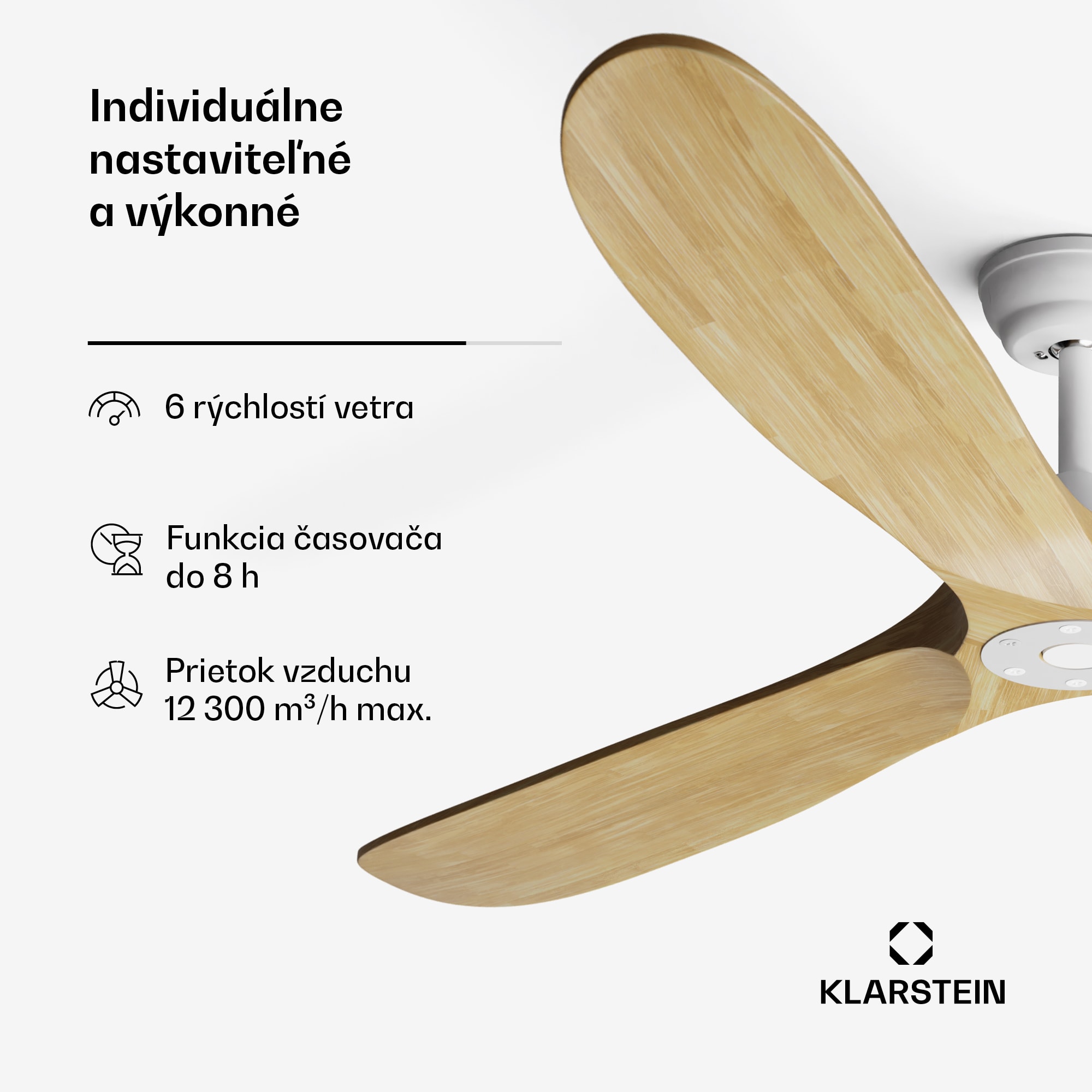 Klarstein Bahama Breeze Smart Stropný ventilátor , lopatky rotora z masívneho dreva, diaľkové ovládanie + ovládanie pomocou aplikácie – Obrázok 4