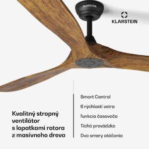 Klarstein Bahama Breeze Smart Stropný ventilátor , lopatky rotora z masívneho dreva, diaľkové ovládanie + ovládanie pomocou aplikácie