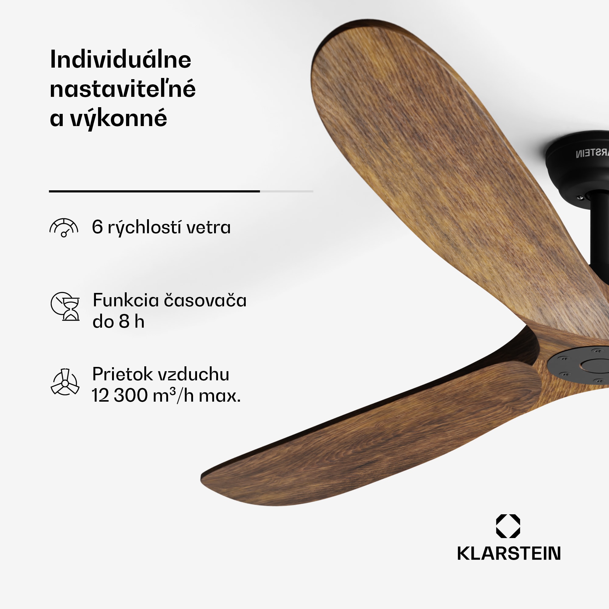 Klarstein Bahama Breeze Smart Stropný ventilátor , lopatky rotora z masívneho dreva, diaľkové ovládanie + ovládanie pomocou aplikácie – Obrázok 4