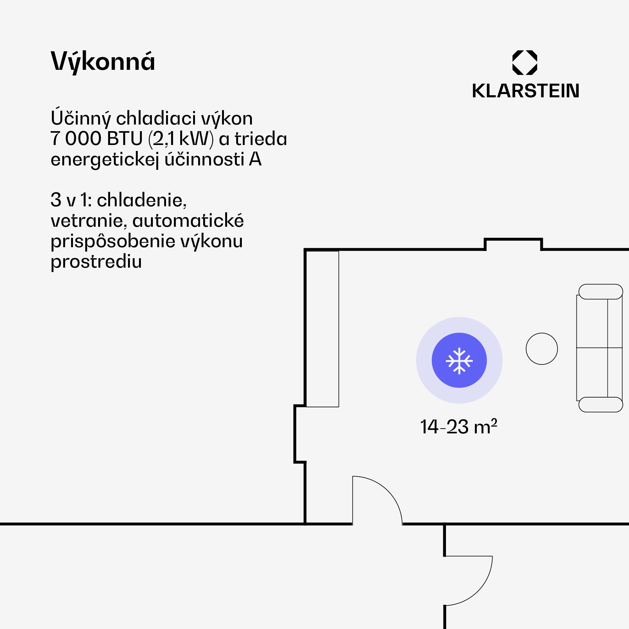 Klarstein Aero Ring 7K klimatizačné zariadenie 7 000 BTU mobilné a inteligentné pre max. 25 m² so hlasovým ovládaním – Obrázok 2