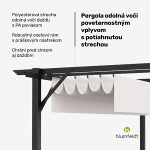 Blumfeldt Pantheon Robust, pergola, 3 x 3 m, práškovo lakovaná oceľ, odolná voči poveternostným vplyvom