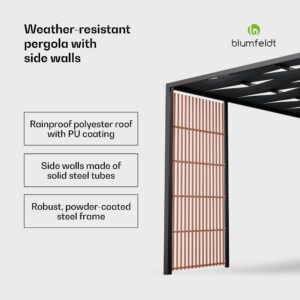 Blumfeldt Shade Cove Vert, pergola, 3 x 3 m, bočné steny, práškovo lakovaná farba, odolná voči poveternostným vplyvom