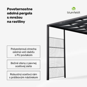 Blumfeldt Shade Cove GreenWall, pergola, 3 x 3 m, bočné steny, práškovo lakovaná farba, odolná voči poveternostným vplyvom