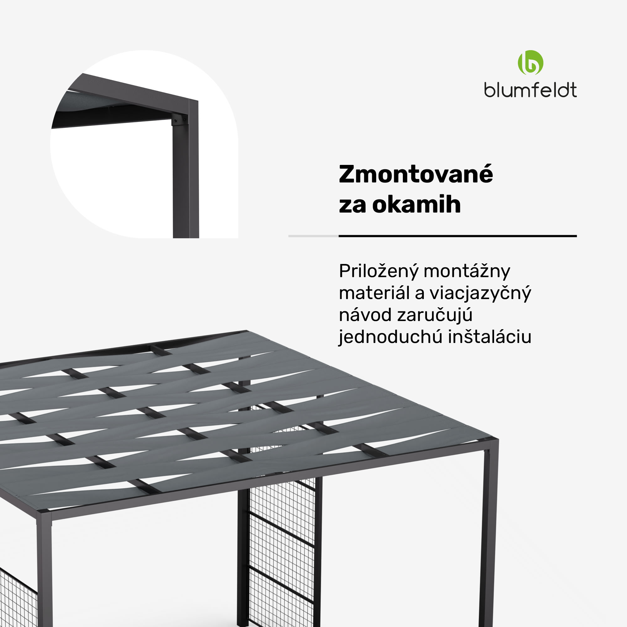 Blumfeldt Shade Cove GreenWall, pergola, 3 x 3 m, bočné steny, práškovo lakovaná farba, odolná voči poveternostným vplyvom – Obrázok 4