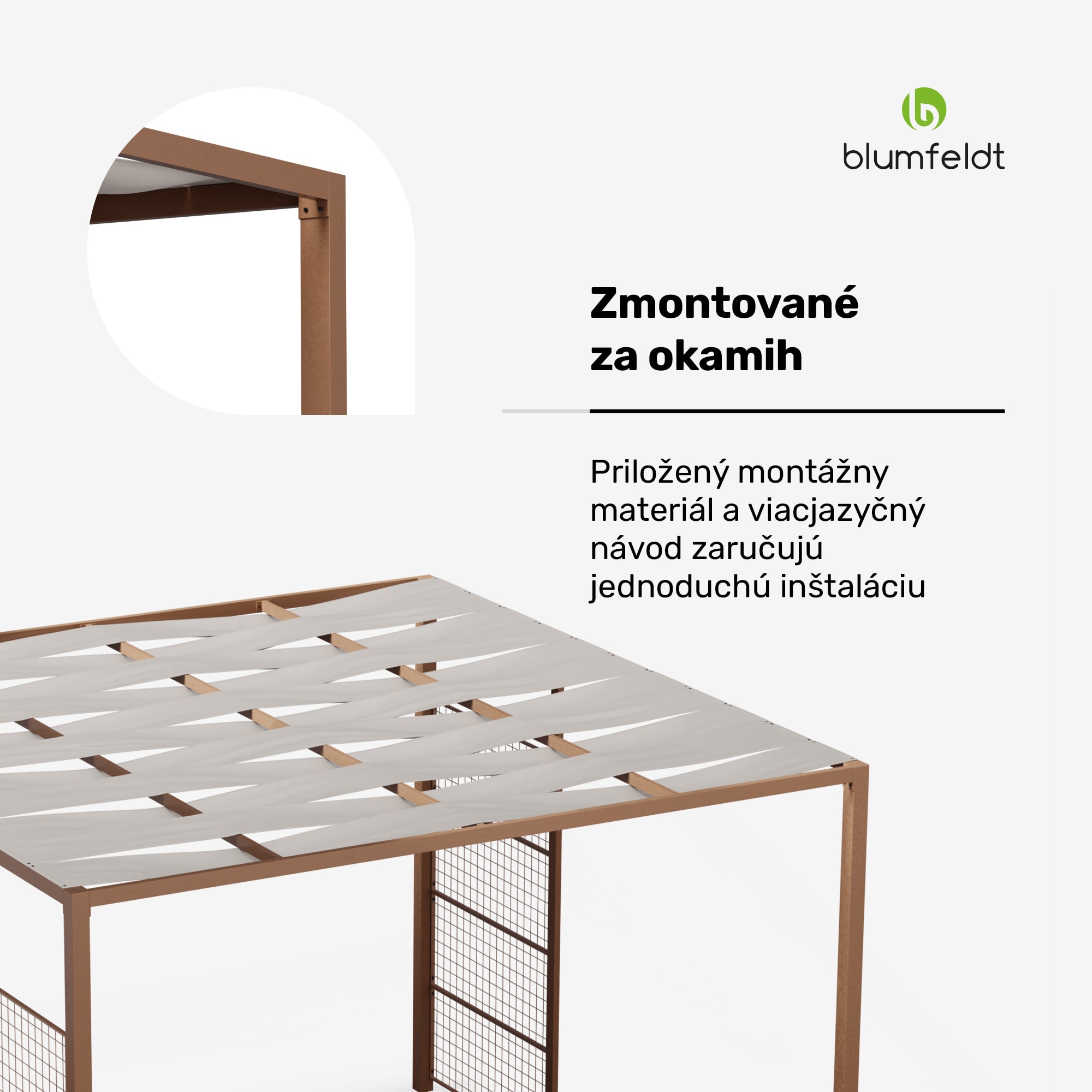 Blumfeldt Shade Cove GreenWall, pergola, 3 x 3 m, bočné steny, práškovo lakovaná farba, odolná voči poveternostným vplyvom – Obrázok 4