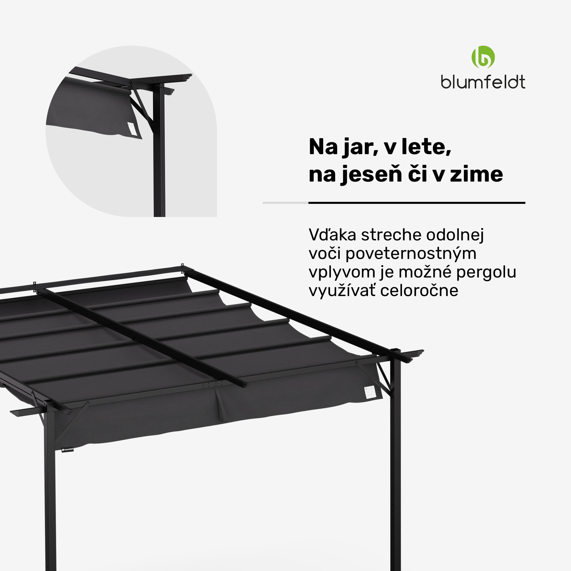 NA Blumfeldt Pantheon Wall Pergola, nástenná pergola, 3 x 3 m, práškovo lakovná oceľ, odolná voči poveternostným vplyvom – Obrázok 2