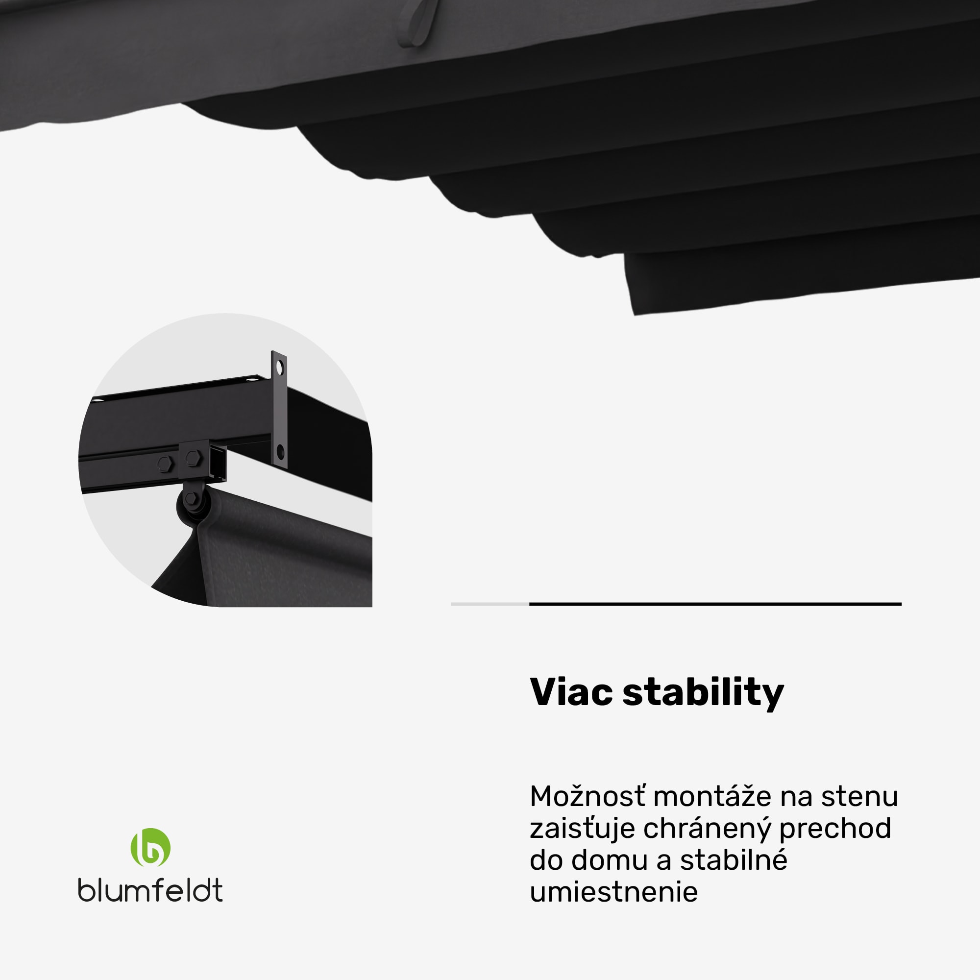 NA Blumfeldt Pantheon Wall Pergola, nástenná pergola, 3 x 3 m, práškovo lakovná oceľ, odolná voči poveternostným vplyvom – Obrázok 5