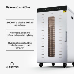 Klarstein MasterJerky 300 sušička, 2 000 W, 30 - 90 °C, 24h časovač, nehrdzavejúca oceľ