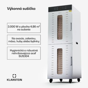 Klarstein Master Jerky 500 Vertical, sušička, výkon 3 000 W, s dvoma komorami, teplotný rozsah 30 - 90 °C