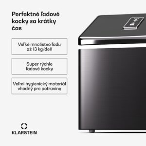 Klarstein Clearcube stroj na výrobu kociek ľadu, číry ľad, 13 kg/24 h