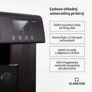 Klarstein Eiszeit výrobník kociek ľadu z nehrdzavejúcej ocele 3 veľkosti kociek ľadu strieborná