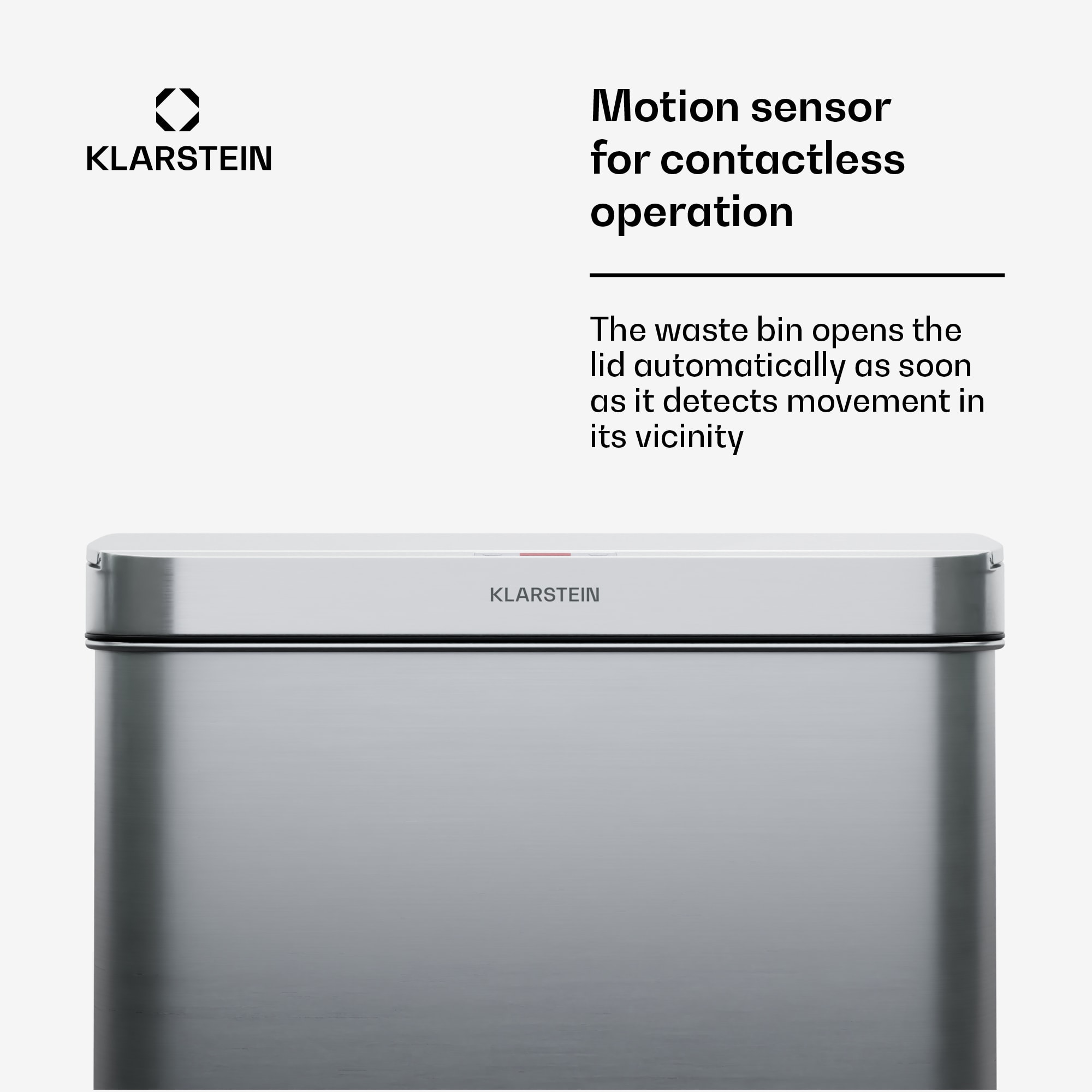Klarstein Touchless, senzorový odpadkový kôš, 50 l, z nehrdzavejúcej ocele, Soft-Close zatváranie, napájaný batériou, LED displej, časovač – Obrázok 2
