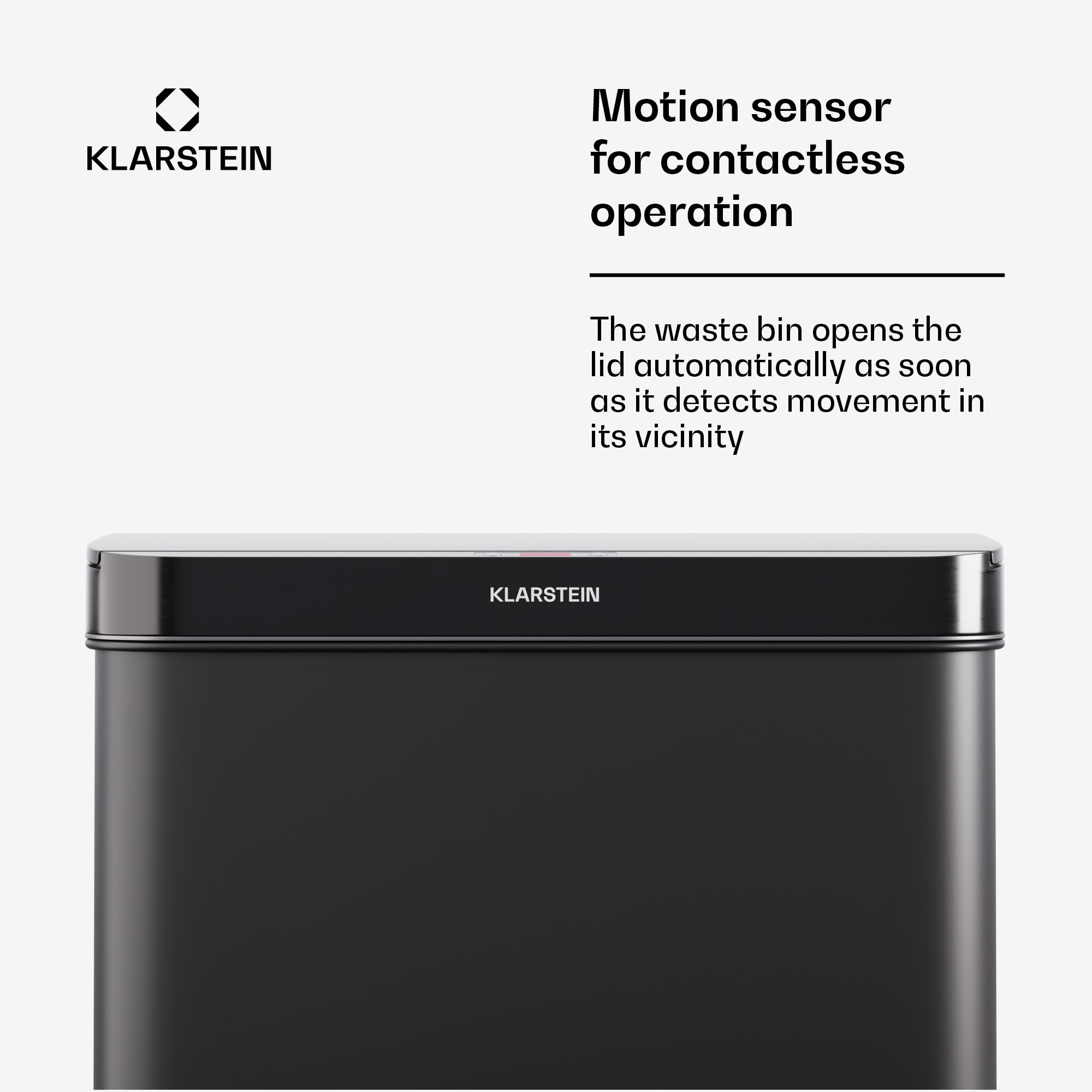 Klarstein Touchless, senzorový odpadkový kôš, 50 l, z nehrdzavejúcej ocele, Soft-Close zatváranie, napájaný batériou, LED displej, časovač – Obrázok 2