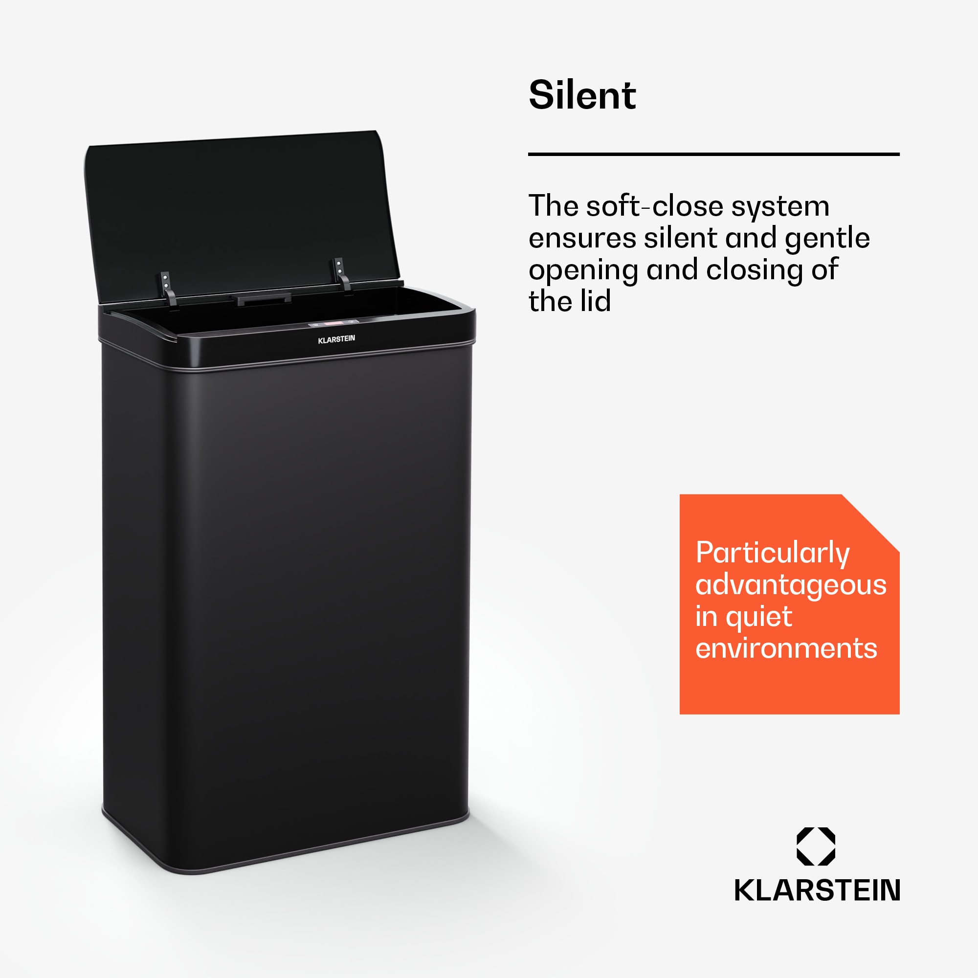 Klarstein Touchless, senzorový odpadkový kôš, 50 l, z nehrdzavejúcej ocele, Soft-Close zatváranie, napájaný batériou, LED displej, časovač – Obrázok 4