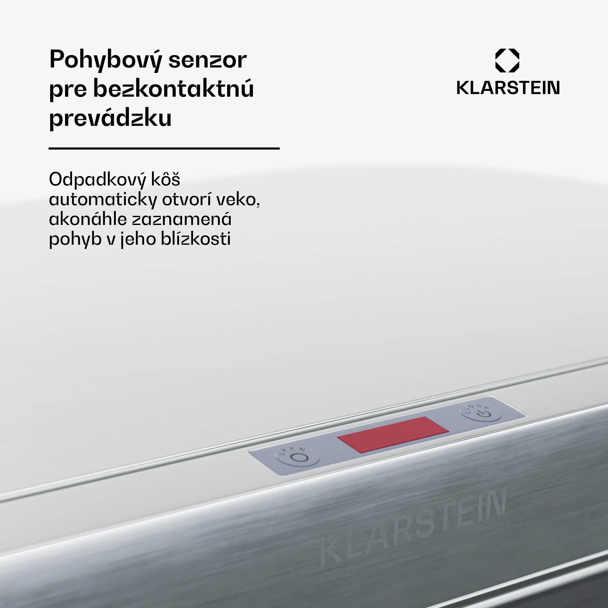 Klarstein Touchless, senzorový odpadkový kôš, 56 l, z nehrdzavejúcej ocele, 3 koše, Soft-Close zatváranie, napájaný batériou, LED displej, časovač – Obrázok 2